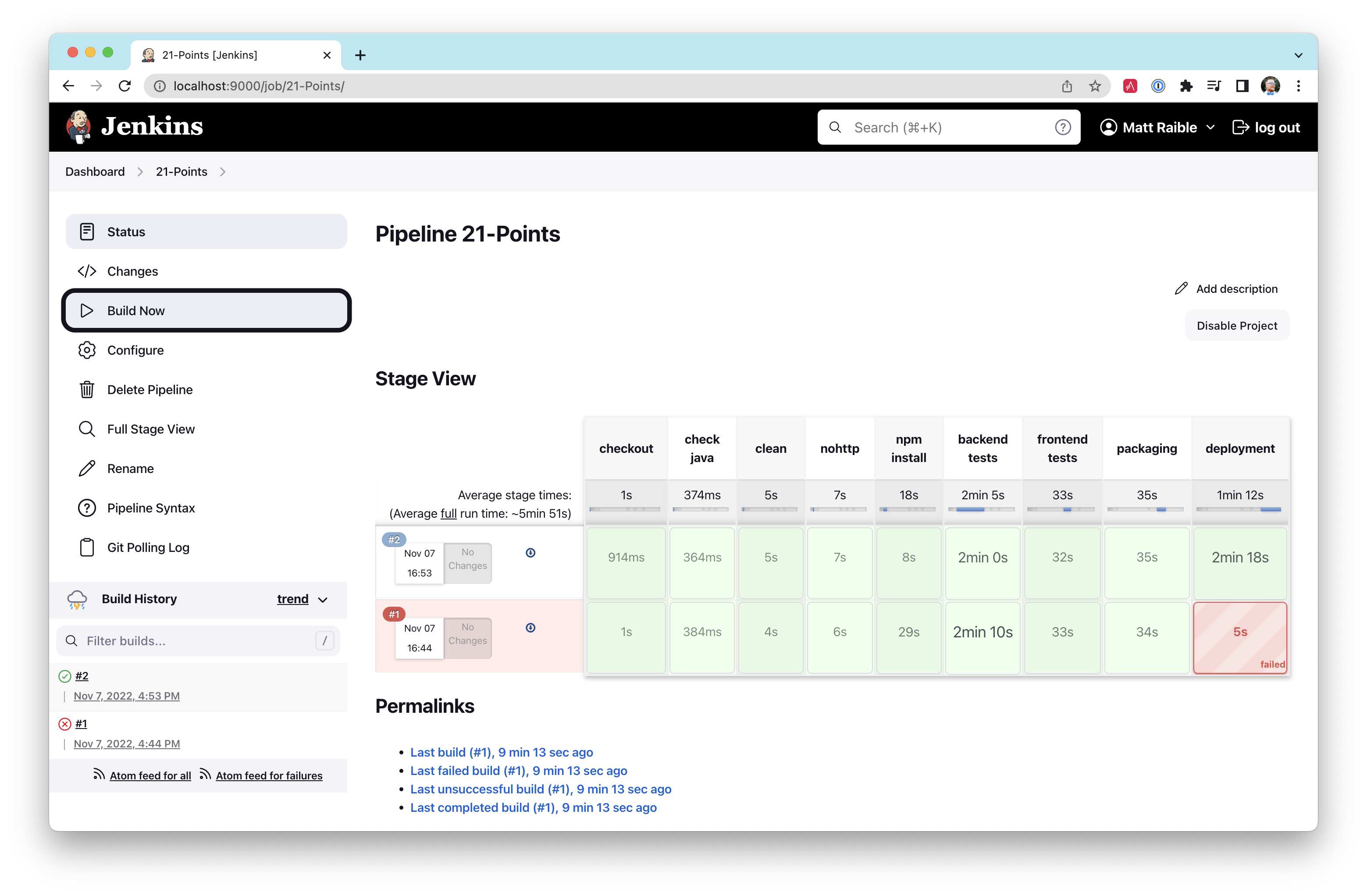 First run of 21-points pipeline